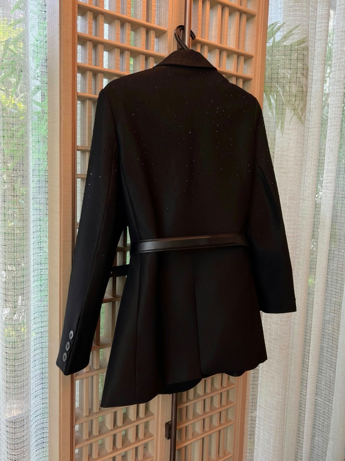 Saint Laurent Tailored Belted Blazer Jacket with YSL Brooch