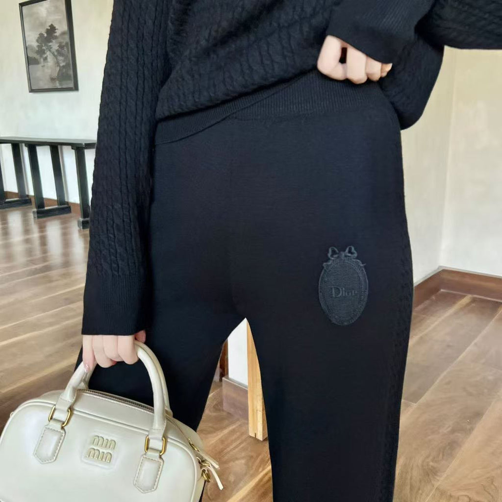 Dior Knit Quarter-Zip Pullover and Wide-Leg Pants Set