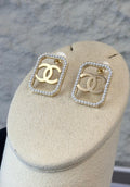 Chanel Gold CC Crystal Stud Earrings