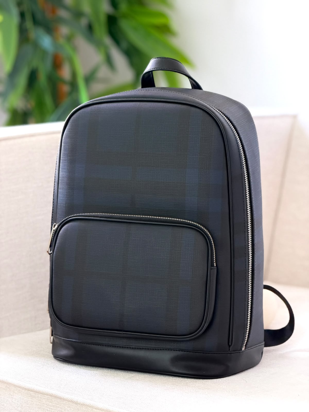 Burberry Black Front Zip Pocket Backpack