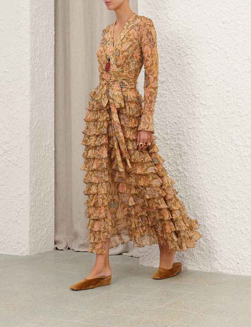 ZIMMERMANN Tiered-Ruffle Midi Dress