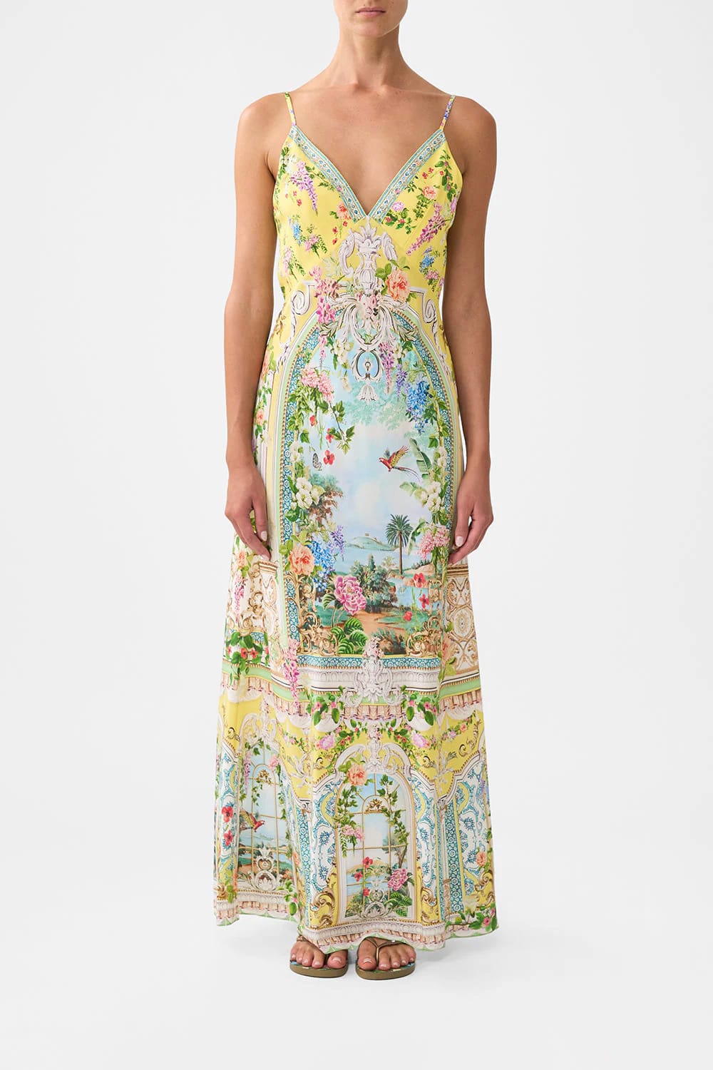 Camilla V-Neck Full Length Bias Cut Slip Dress