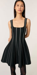 Maje Ribbed Knit Flared Dress