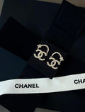 Chanel Crystal CC Flower Hoop Earrings