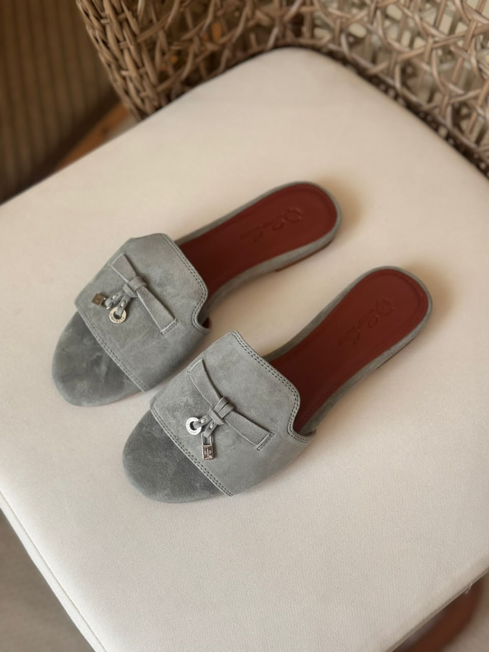 Loro Piana Summer Charms Suede Flat Mules