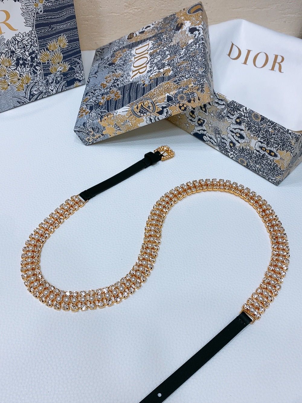 Dior Crystal Embellished Skinny Belt