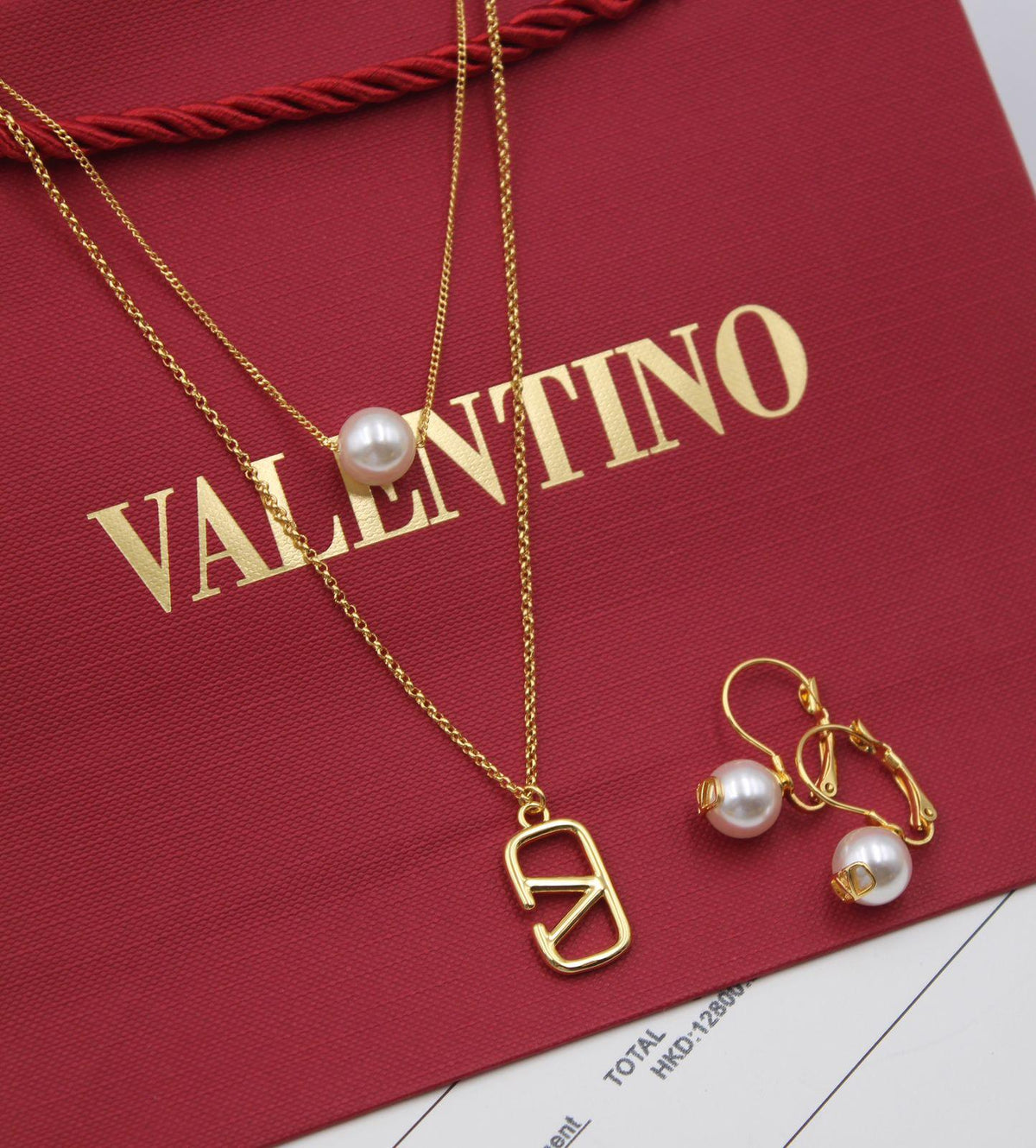 Valentino Garavani VLogo Signature Crystal Necklace and Earrings Set