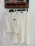 Miu Miu Open-Knit Cardigan and Matching Long Skirt Set