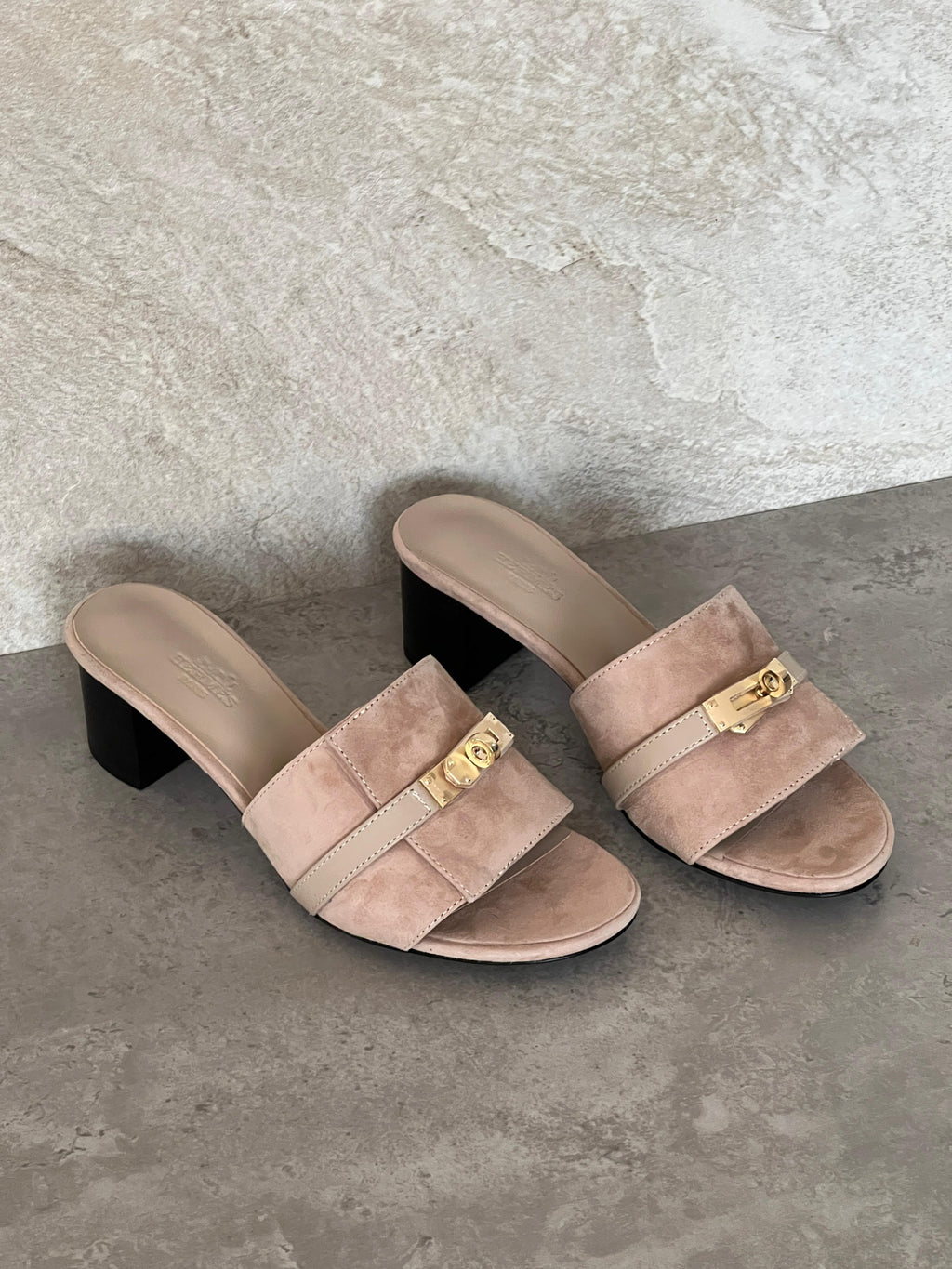 Hermès Kelly Buckle Heeled Slide Sandals