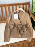 Chanel V-Neck Knit Cardigan with Waist Belt and Gold-Tone Charms