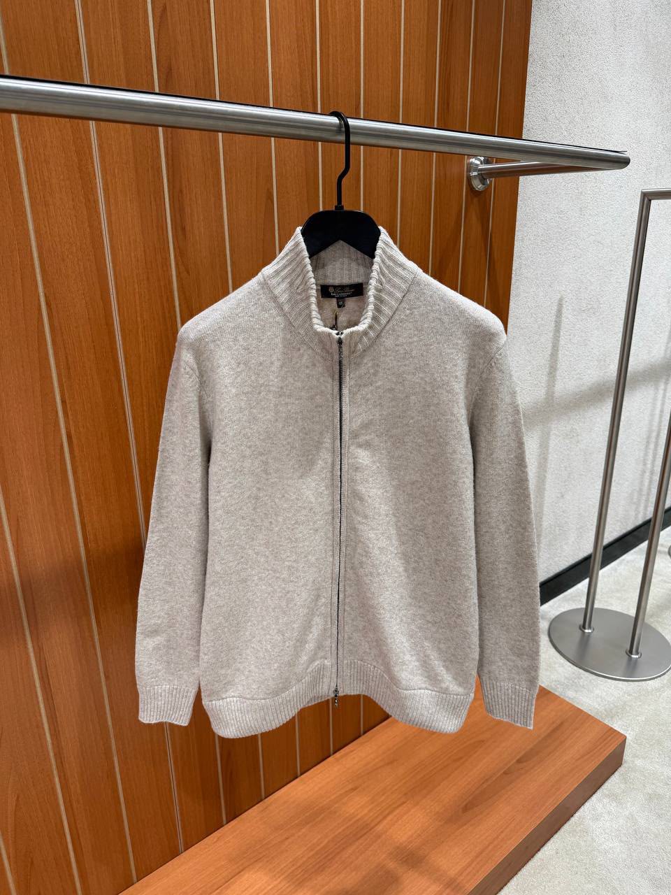 Stand Collar Full Zip Knit Cardigan
