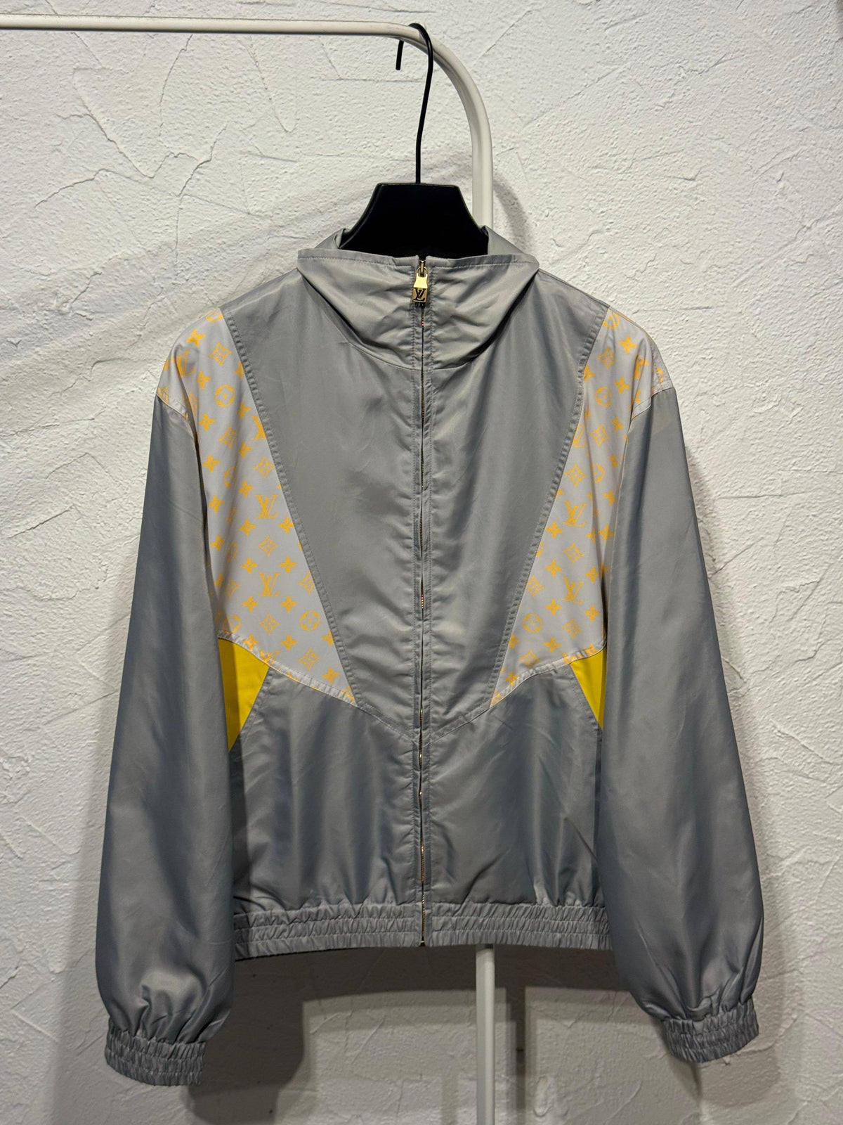 Louis Vuitton Grey Yellow Monogram Panel Zip Jacket