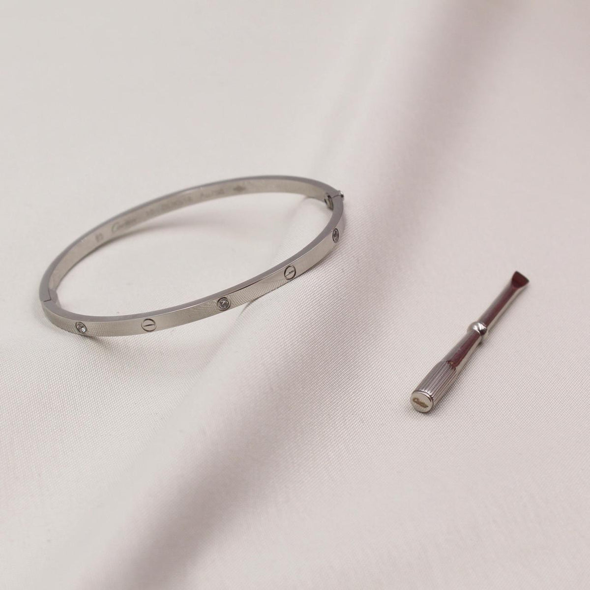 Cartier LOVE Small Model Bracelets with Diamonds in Rose Gold, White Gold and Yellow Gold
