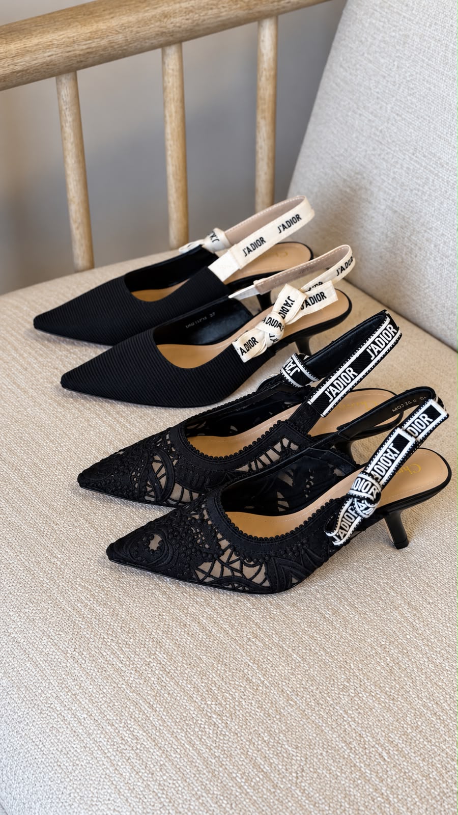 Dior Fabric and Lace Slingback Heels
