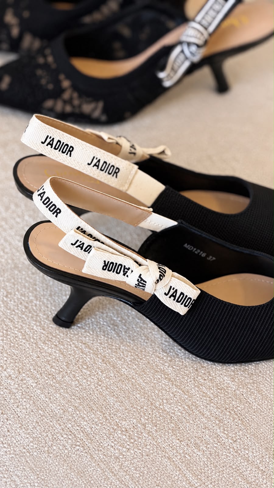 Dior Fabric and Lace Slingback Heels
