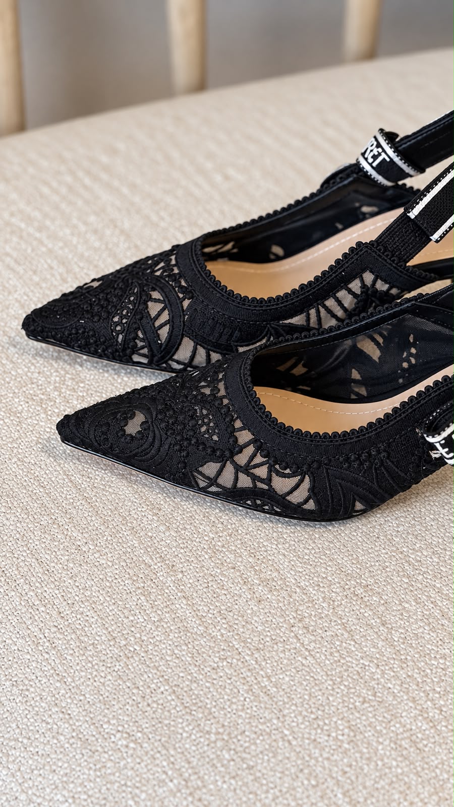 Dior Fabric and Lace Slingback Heels