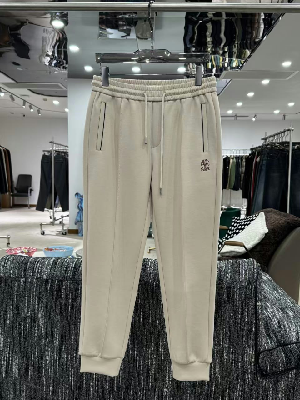 Brunello Cucinelli Contrast Piping Zip Hoodie and Joggers Set