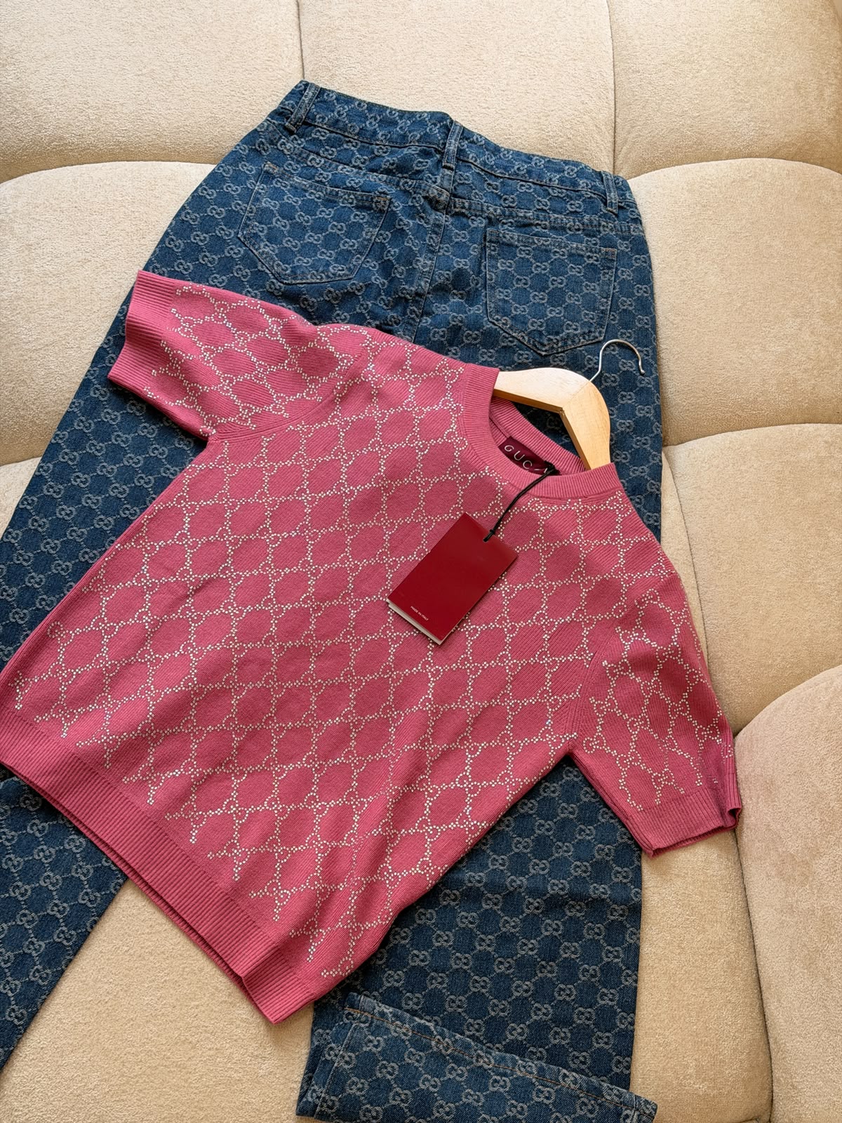 Gucci — GG Crystal-Embellished Short-Sleeve Knit Sweater