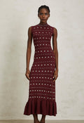 Sandro Stud-Embellished Knit Midi Dress