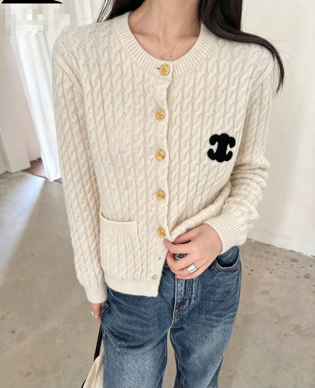 Celine Cable-Knit Cardigan