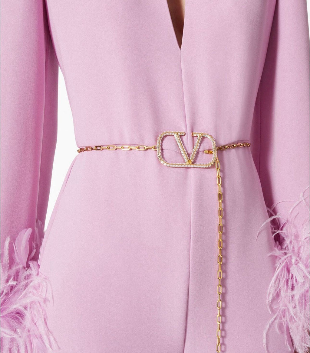 Valentino Garavani VLogo Signature Crystal Chain Belt