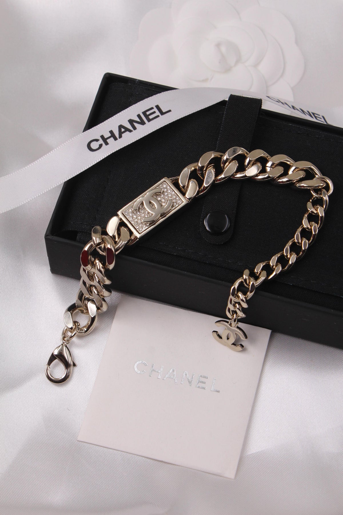 Chanel-Inspired Gold Chain Bracelet with CC Charm