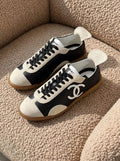 Chanel CC Logo Cap-Toe Low-Top Sneakers