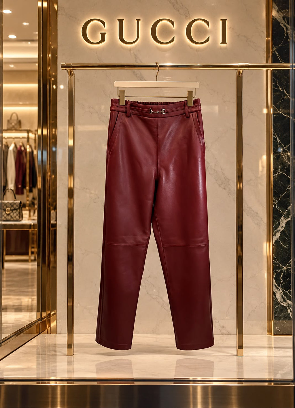 GUCCI Burgundy Horsebit Trousers