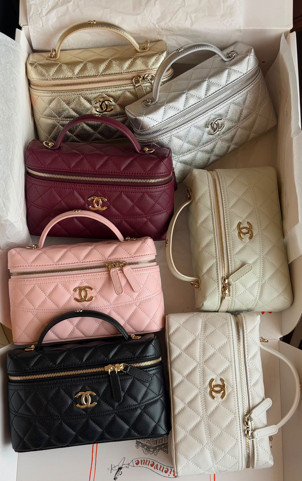 Chanel Quilted Caviar Vanity Case with Handle