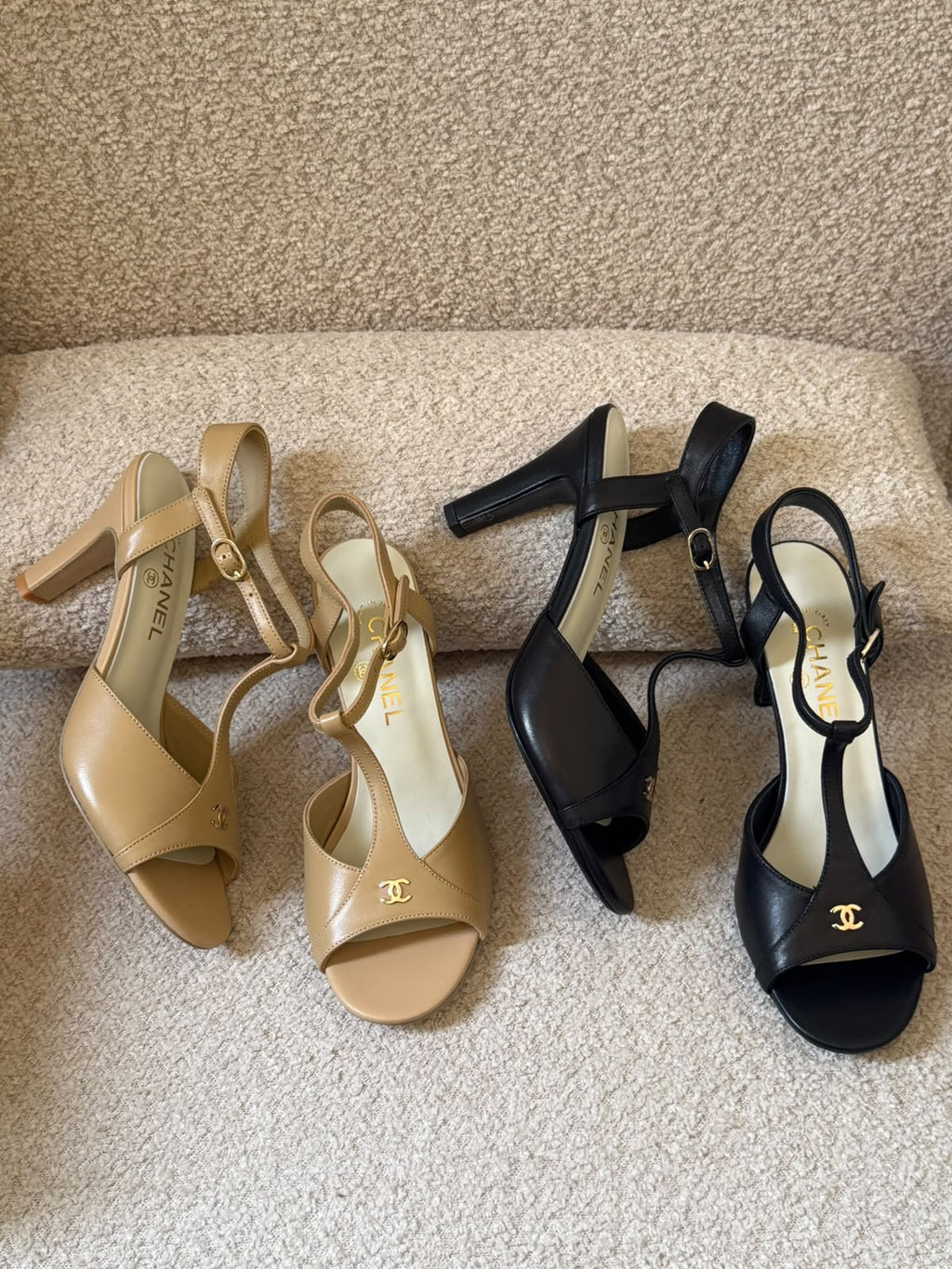 CHANEL Cross-Strap Ankle-Strap Heels