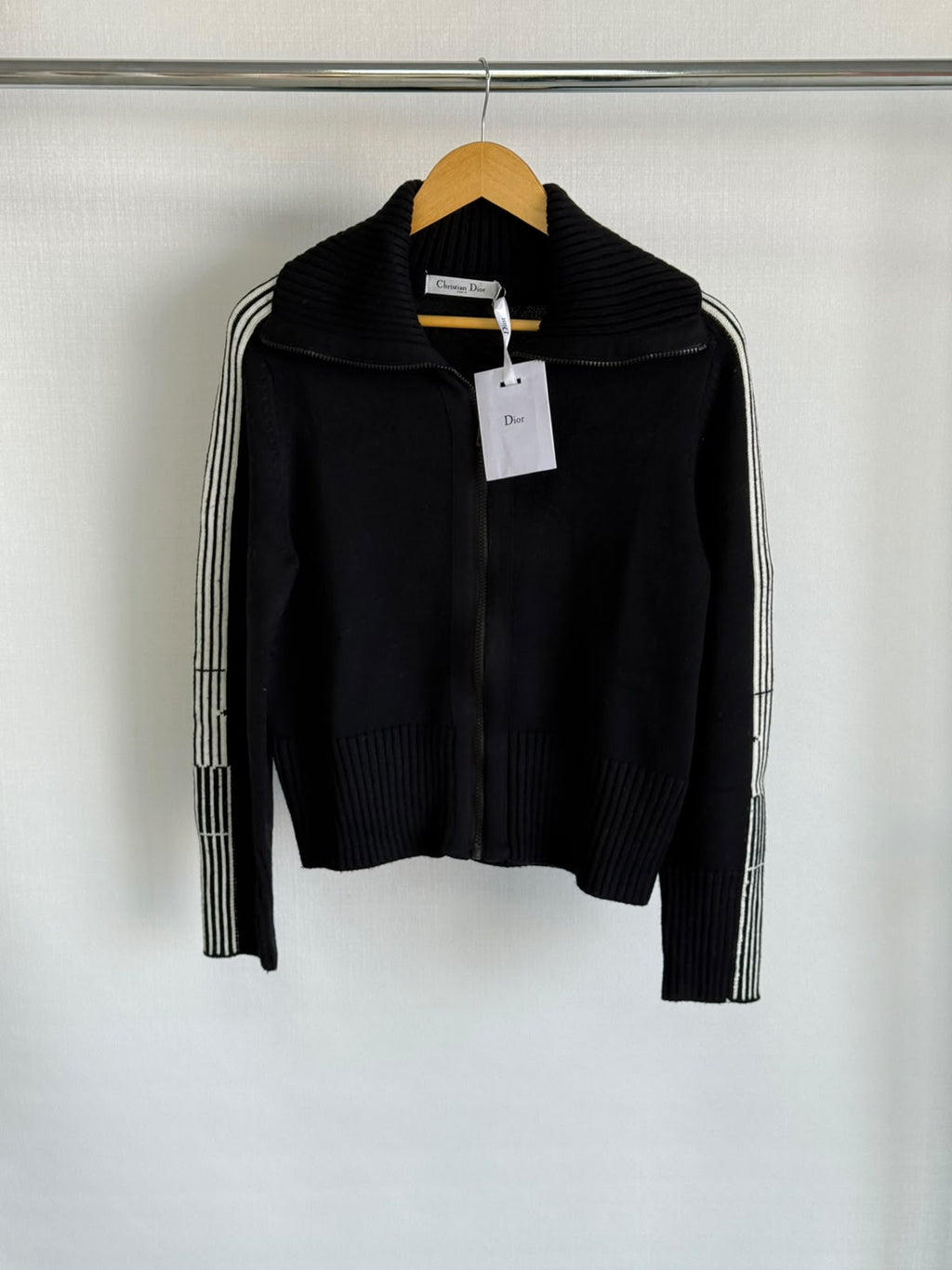 Christian Dior Ribbed Knit Full-Zip Cardigan