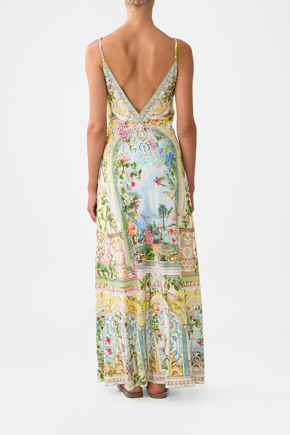 Camilla V-Neck Full Length Bias Cut Slip Dress