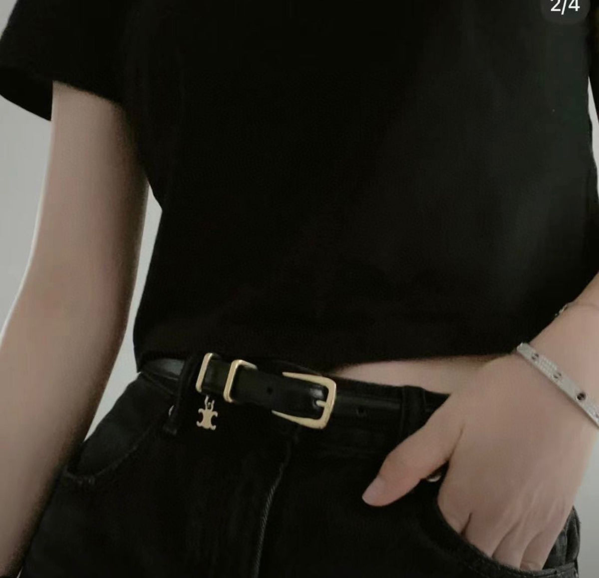 CELINE Triomphe Charm Leather Belt