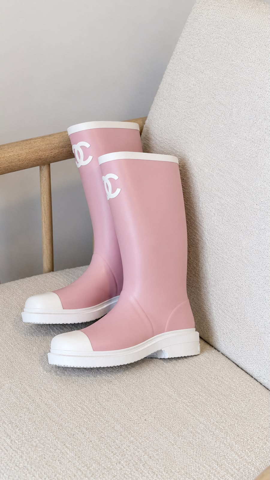 Chanel Rubber Rain Boots with CC Logo