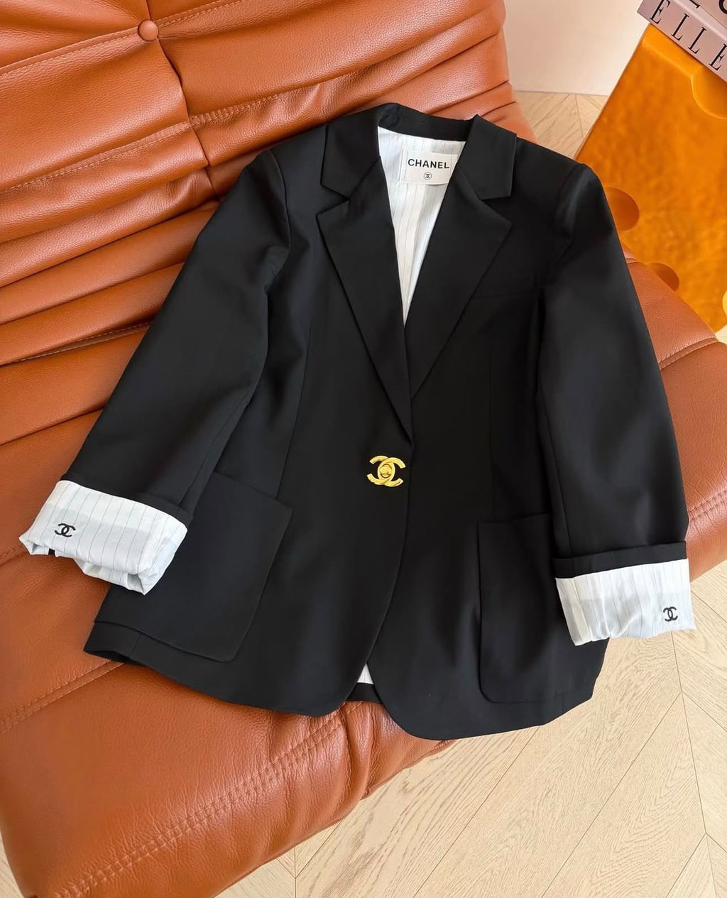 Chanel Single-Button Tailored Blazer