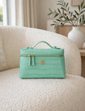 CHANEL Croc Pattern Zip Vanity Bag