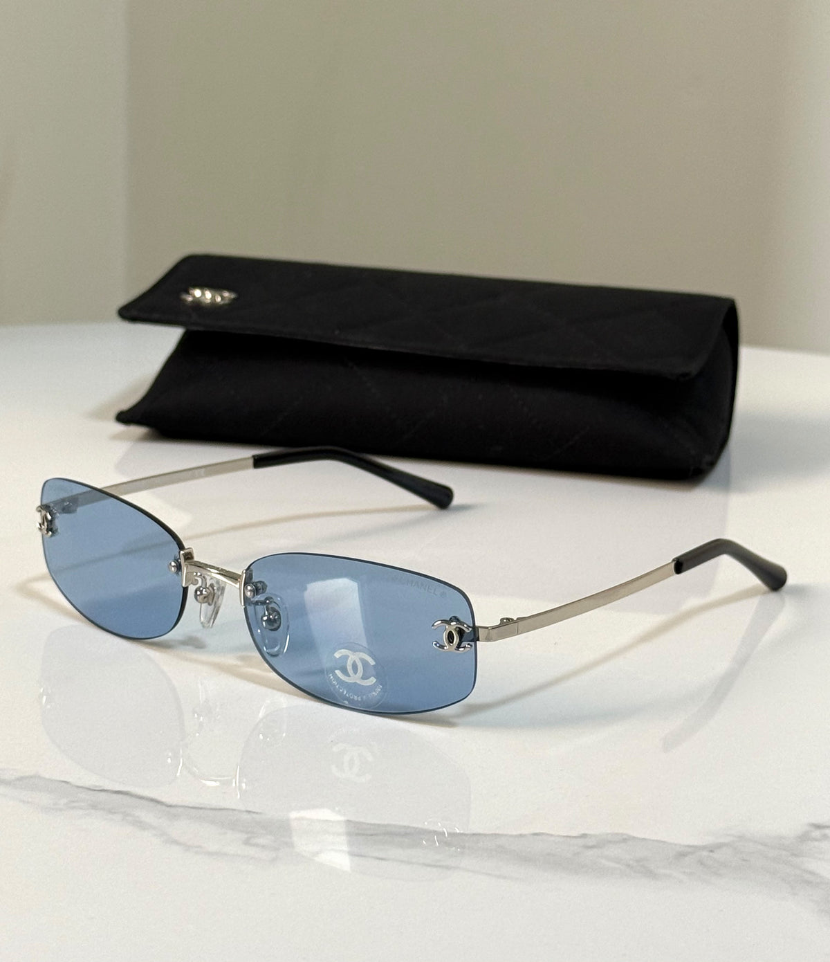 Chanel Rimless Sunglasses with CC Logo