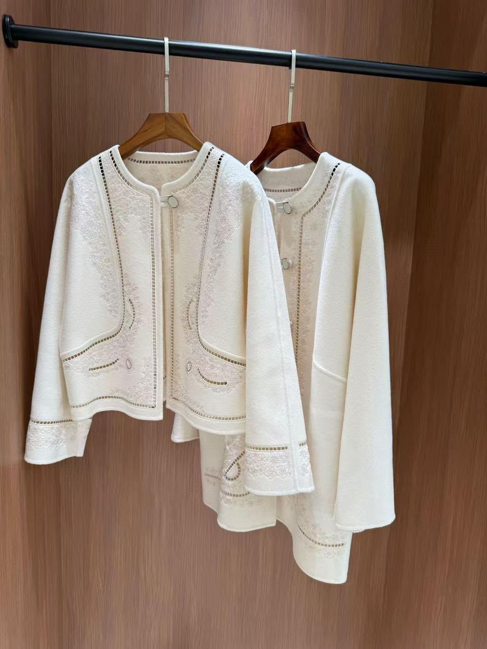 Hermès — Embroidered Openwork Jacket — Écru / Ivory.