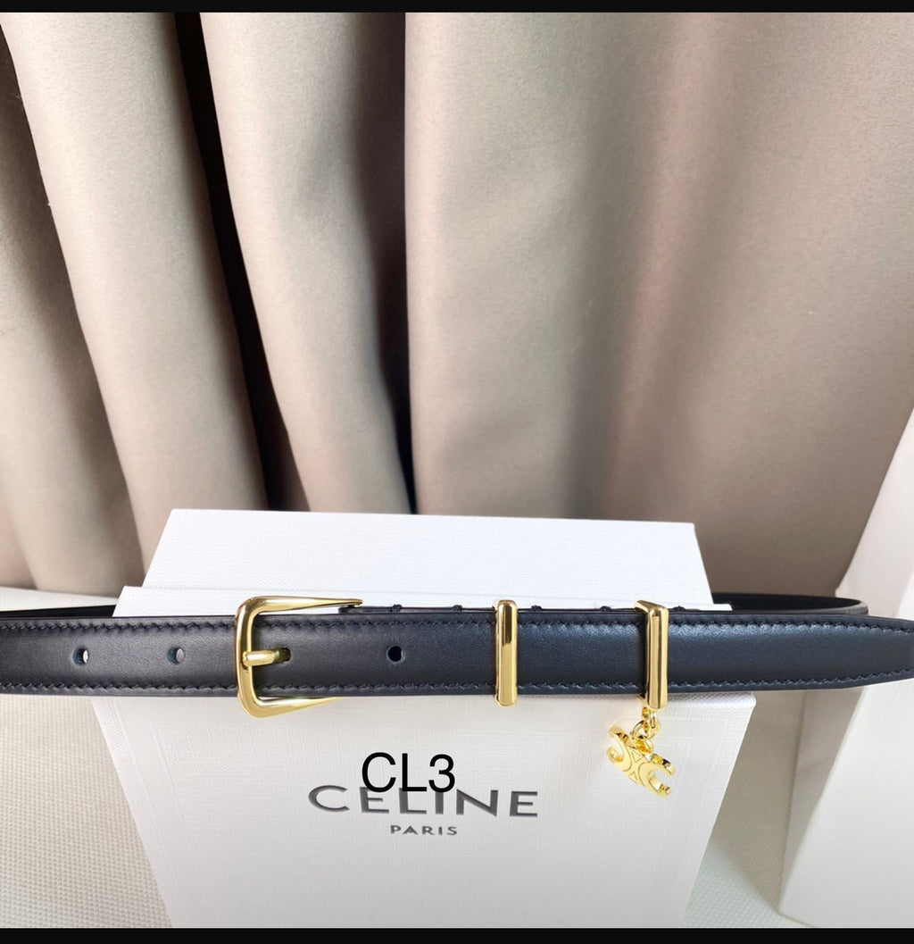 CELINE Triomphe Charm Leather Belt