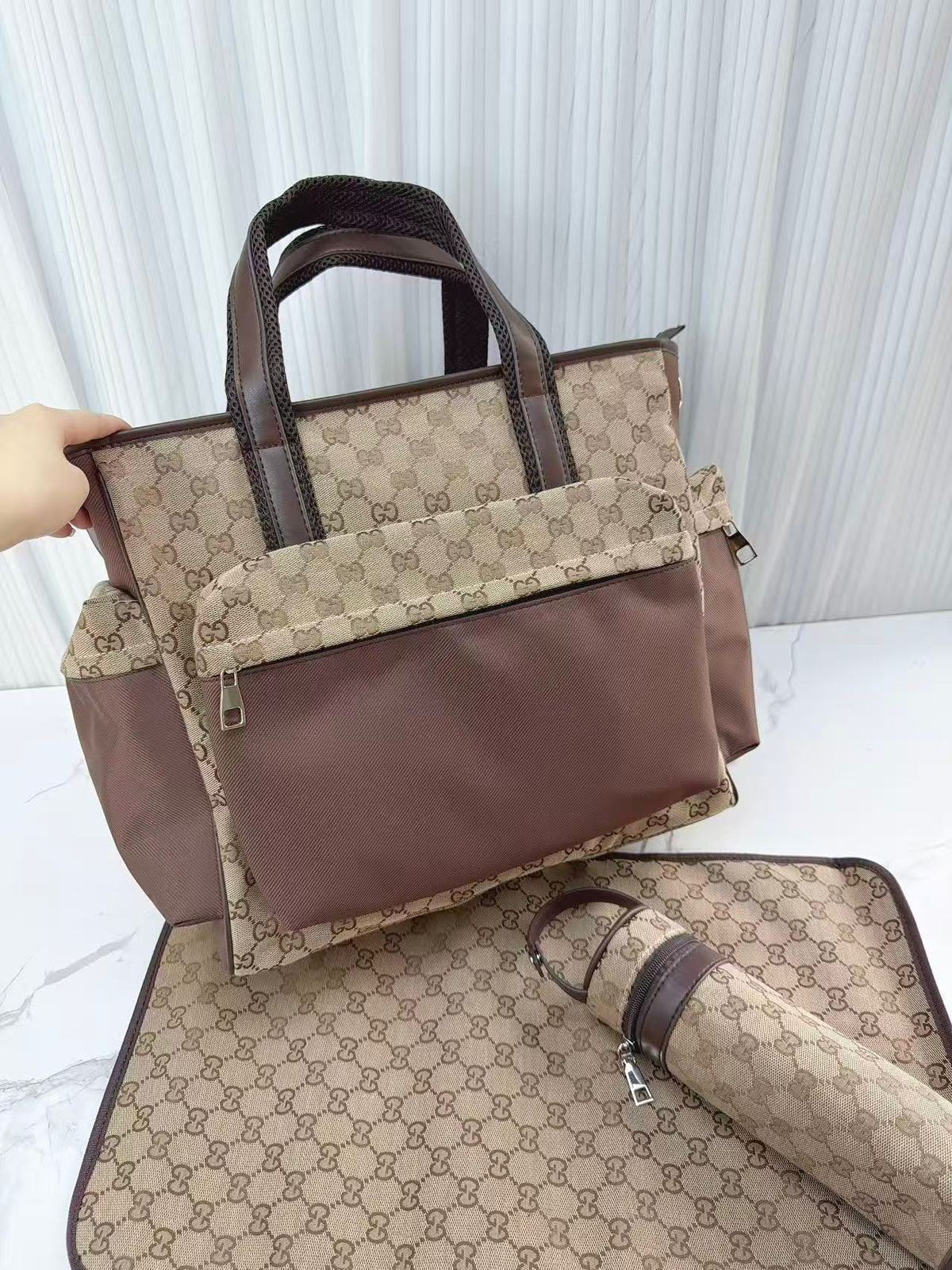 Gucci GG Front Pocket Baby Tote Set