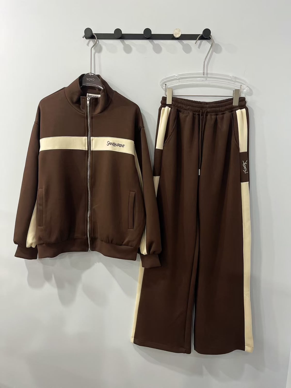 Saint Laurent Contrast Stripe Track Jacket and Pants Set
