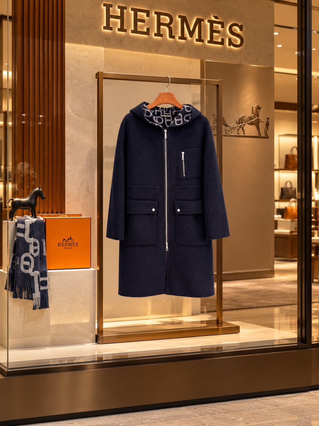 Hermès Reversible Hooded Cashmere Long