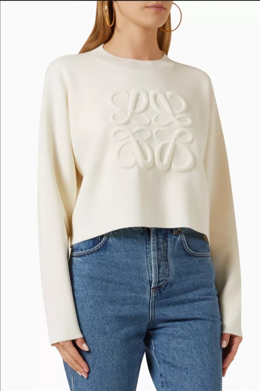 Loewe — Anagram Embroidered Cropped Sweater