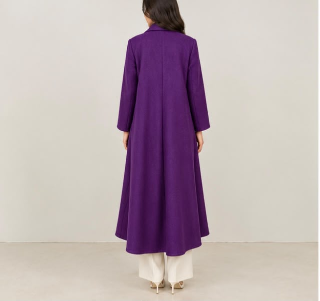 Max Mara Deep Purple Long Wool Coat