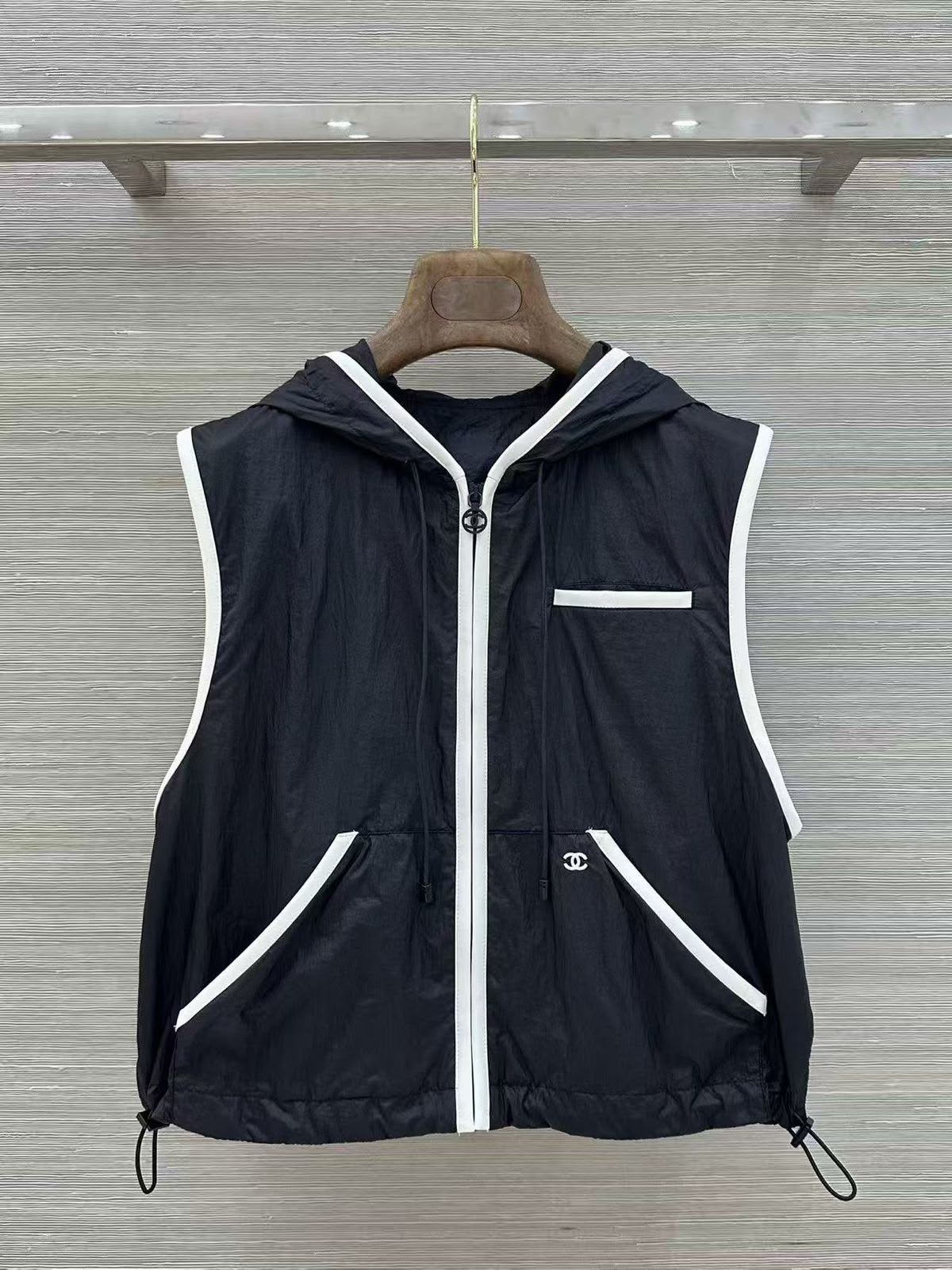 CHANEL — Coco Beach 2026 Hooded Sleeveless Vest & Shorts Set