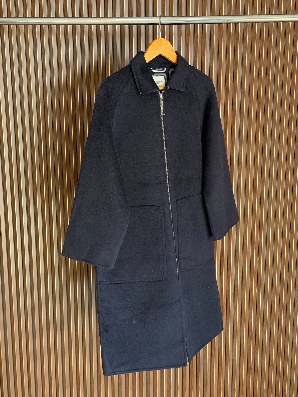 Hermès Cashmere Zip-Front Long Coat