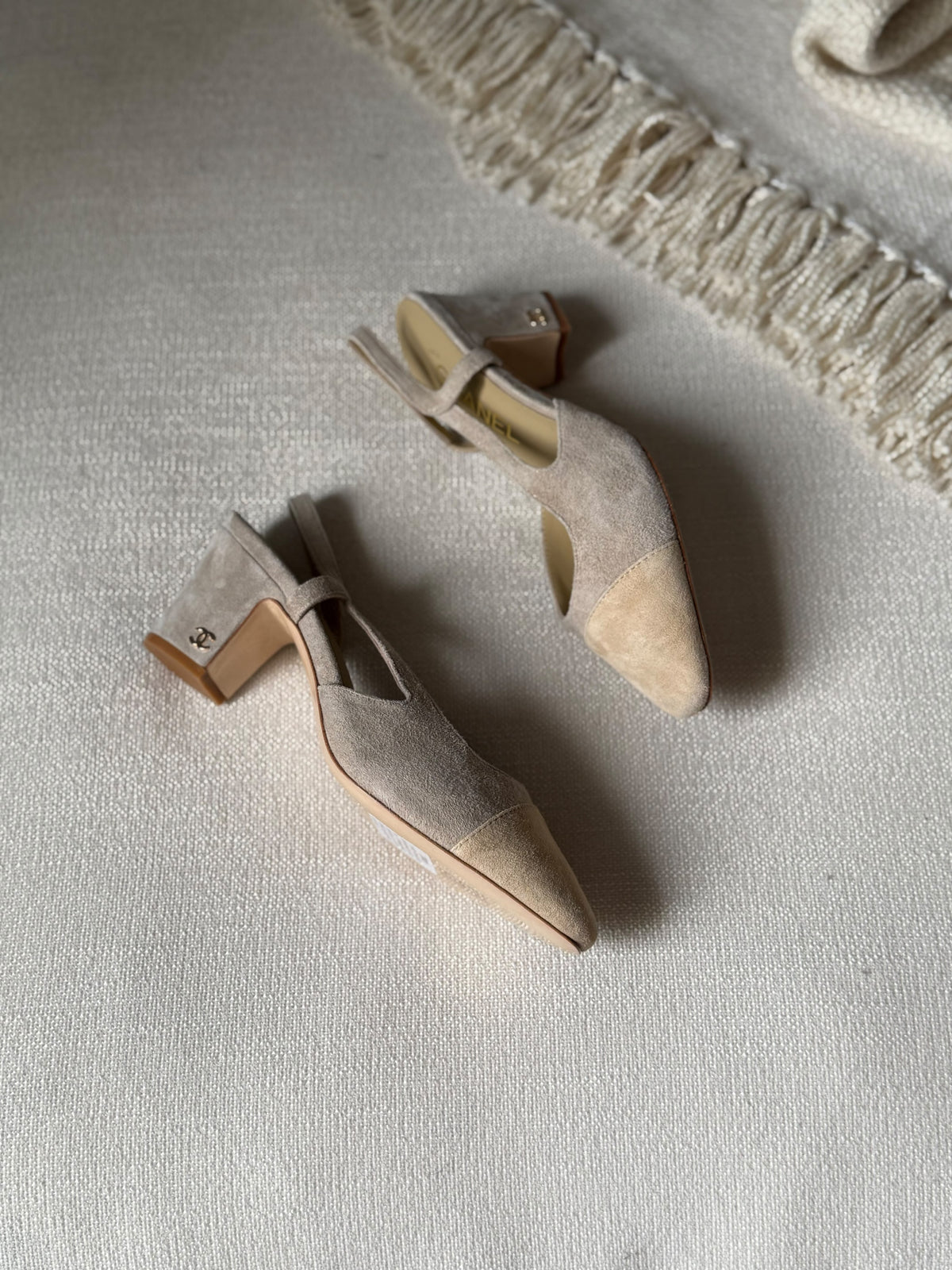 Chanel Two-Tone Suede Slingback Pumps
