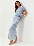 Sandro Paris Blue Striped Knit Two-Piece Set