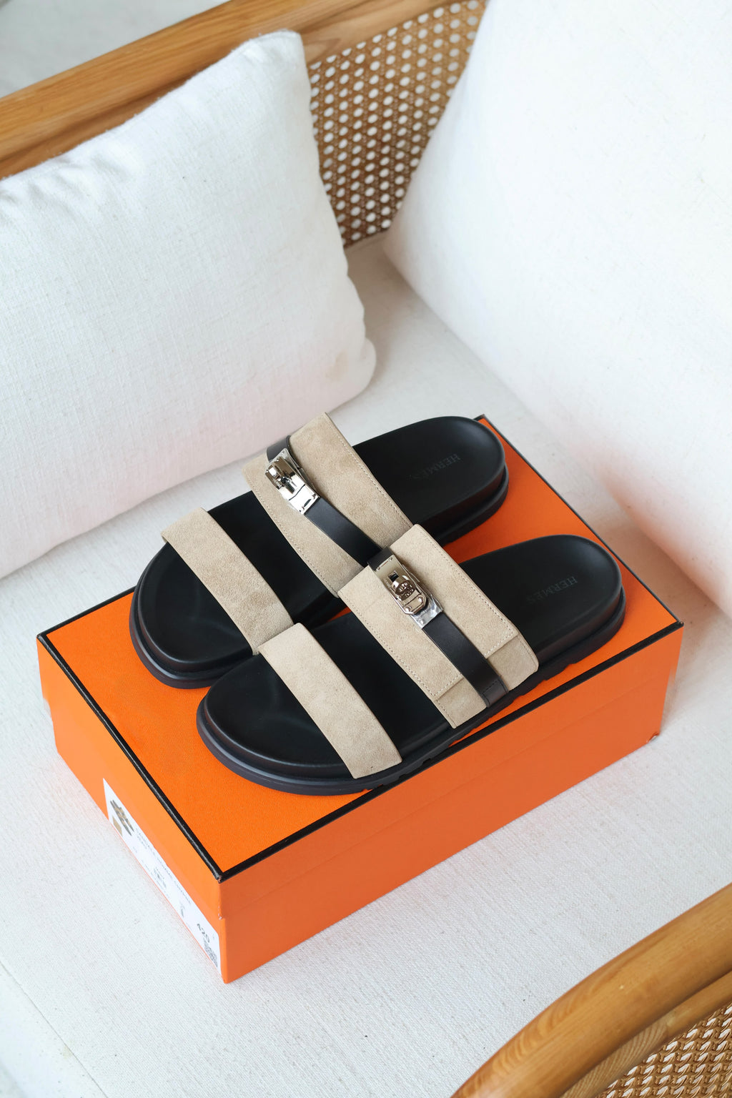 Hermès Oran Woven Canvas Slide Sandal