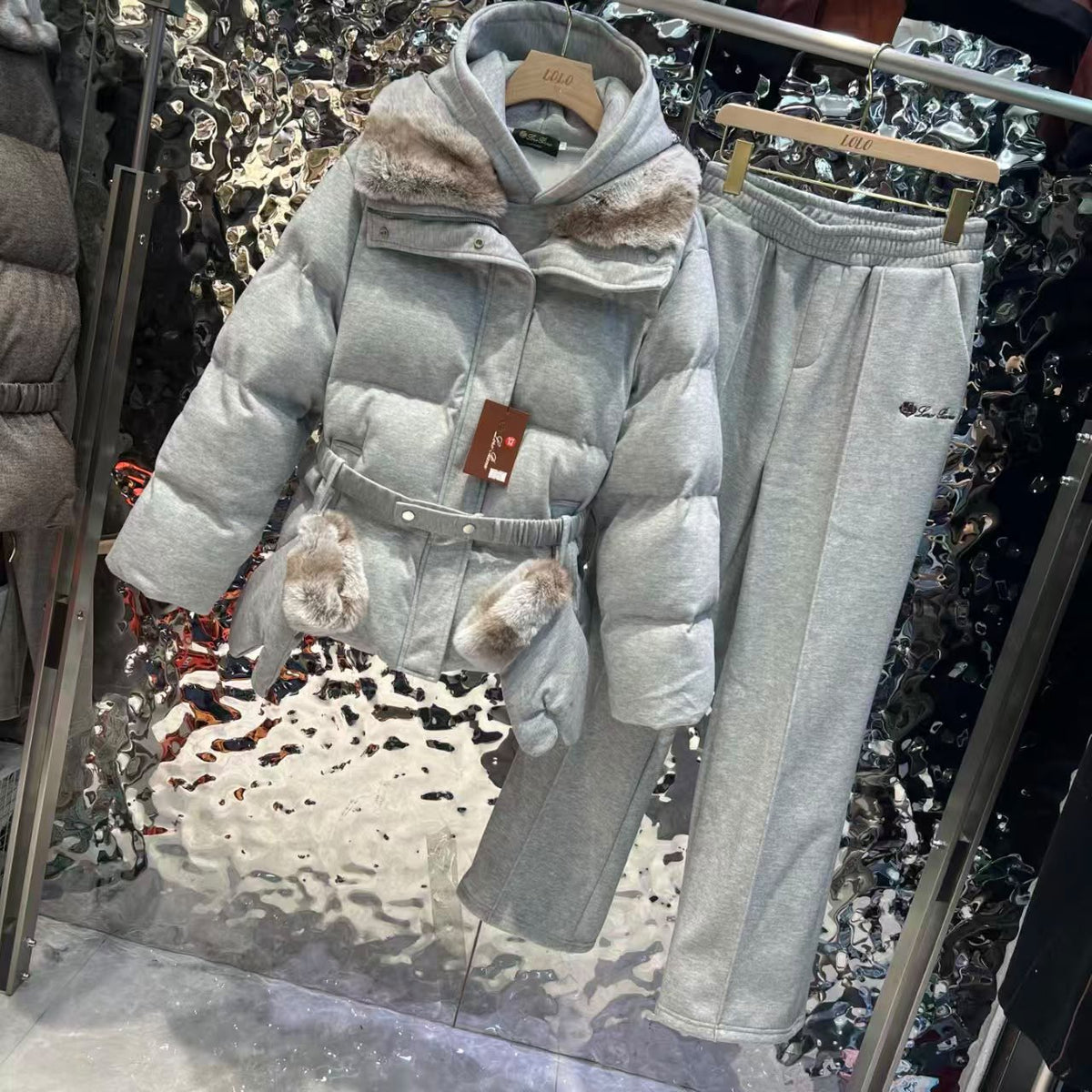 Loro Piana Belted Flannel Puffer Jacket